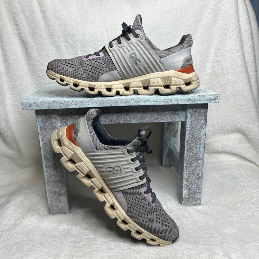 ON‎ Cloudswift Women's Running Shoes Gray Orange Pink Sz W10 UK8 EU42